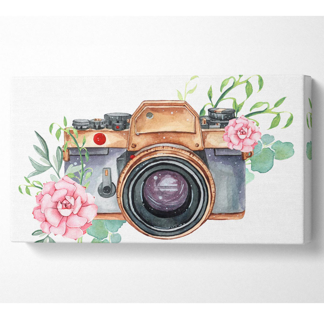 Westbroek Vintage Camera Floral - Panorama-Kunstdrucke auf Leinwand