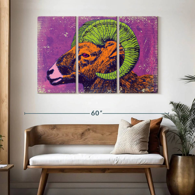 Brampt Retro Bighorn Sheep, 32" H x 50" W