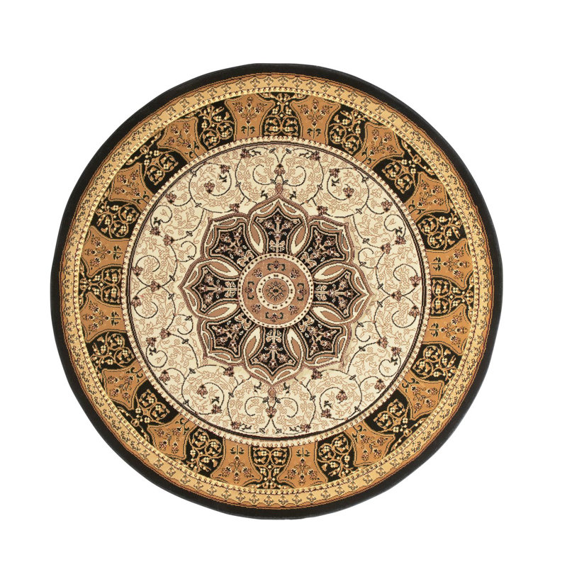 Heritage area rug Machine Woven Black, Round 150cm