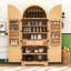 Garde-manger arqué avec portes cannelées, tablettes réglables, tiroir dissimulé et ensemble anti-basculement-1580566810