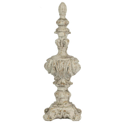 4.5X4.5X13.5" Antique Danna Finial Accent, Indoor Outdoor Garden Decor