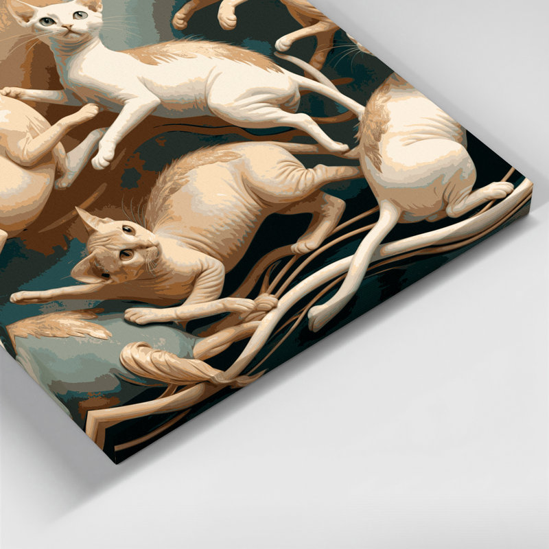 «Cats Minskin», art mural sur toile brune, H 11 po x l 14 po
