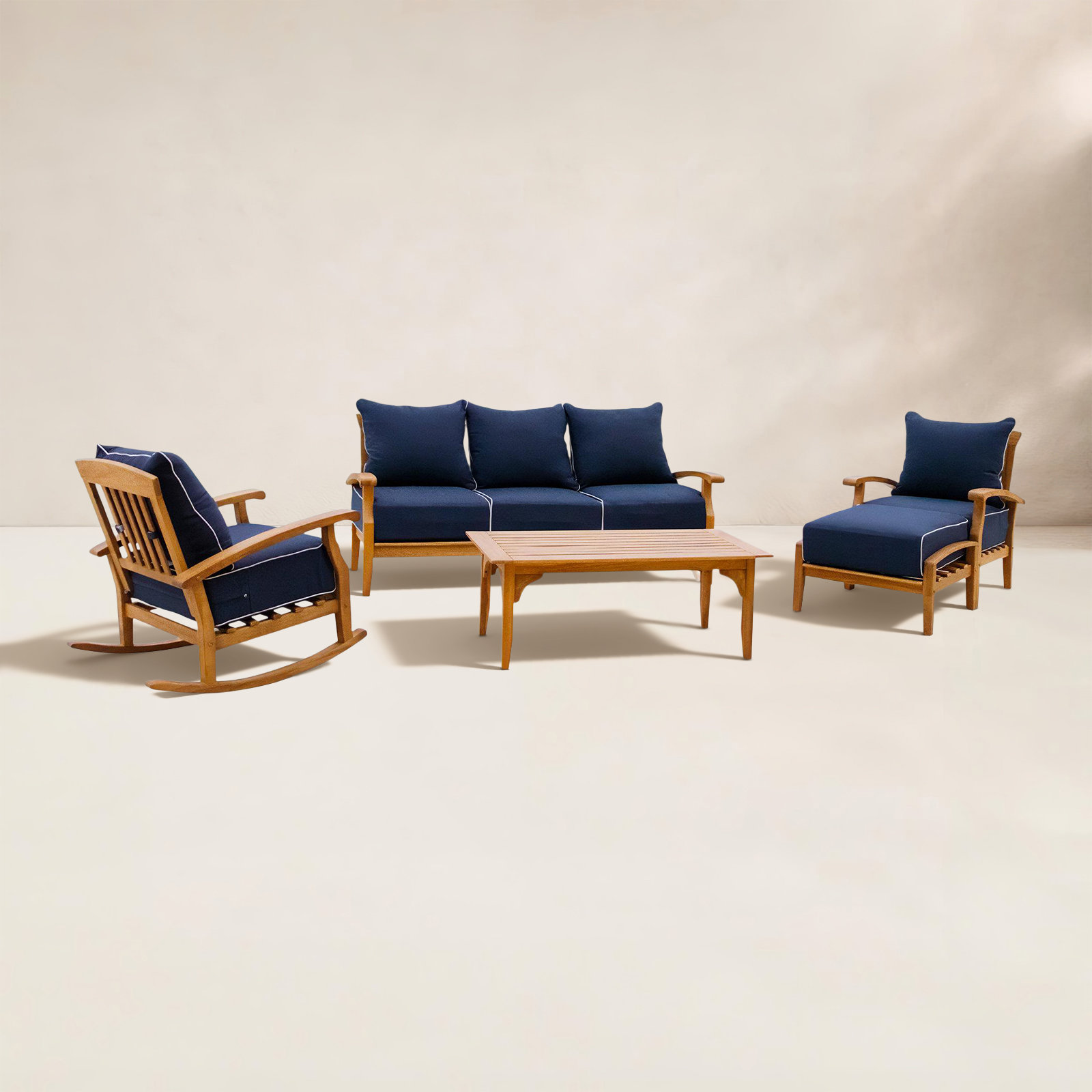 Summerton 5-Piece Teak Outdoor Conversation Set With Cushions