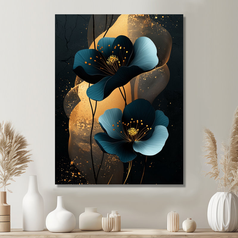 Yusuf - coquelicots, art mural traditionnel en métal, H 32 po x l 16 po