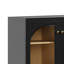  Crédence en bois massif avec portes et tiroirs en verre, buffet de salle à manger moderne, ton de bois moyen