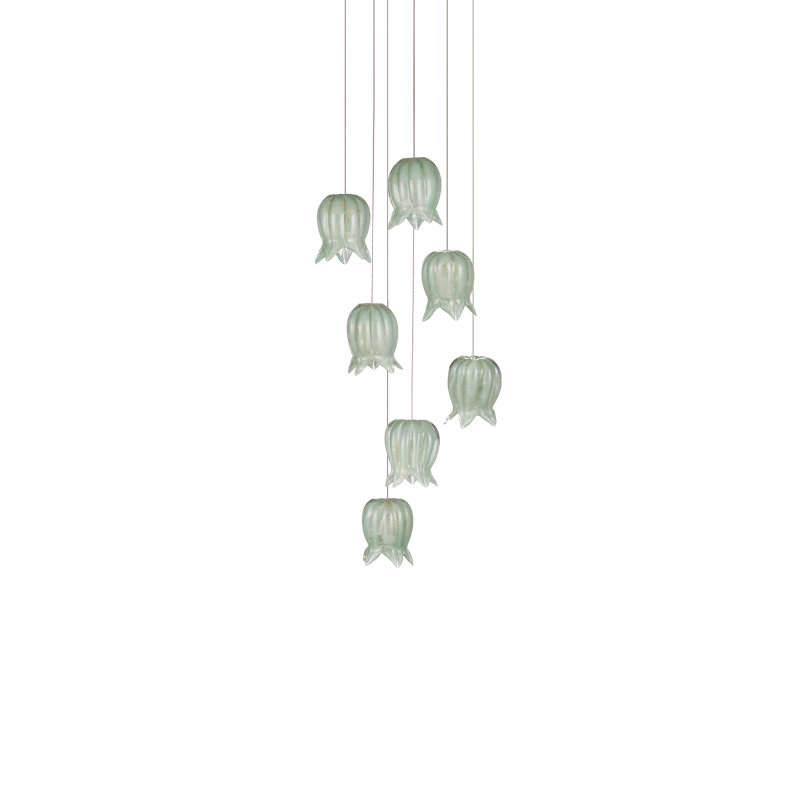 Luminaire suspendu rond 7 lumières Polpo, 1050 lumens, H 13 po x l 13 po x P 13 po, Vert