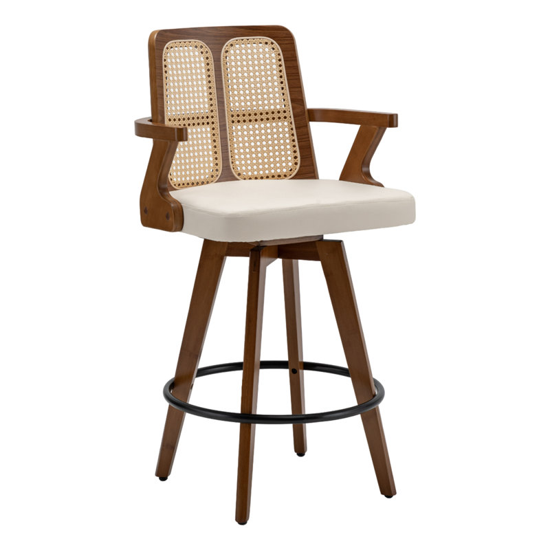 Swivel Bar Stool, Beige, Counter Stool (66cm Seat Height)
