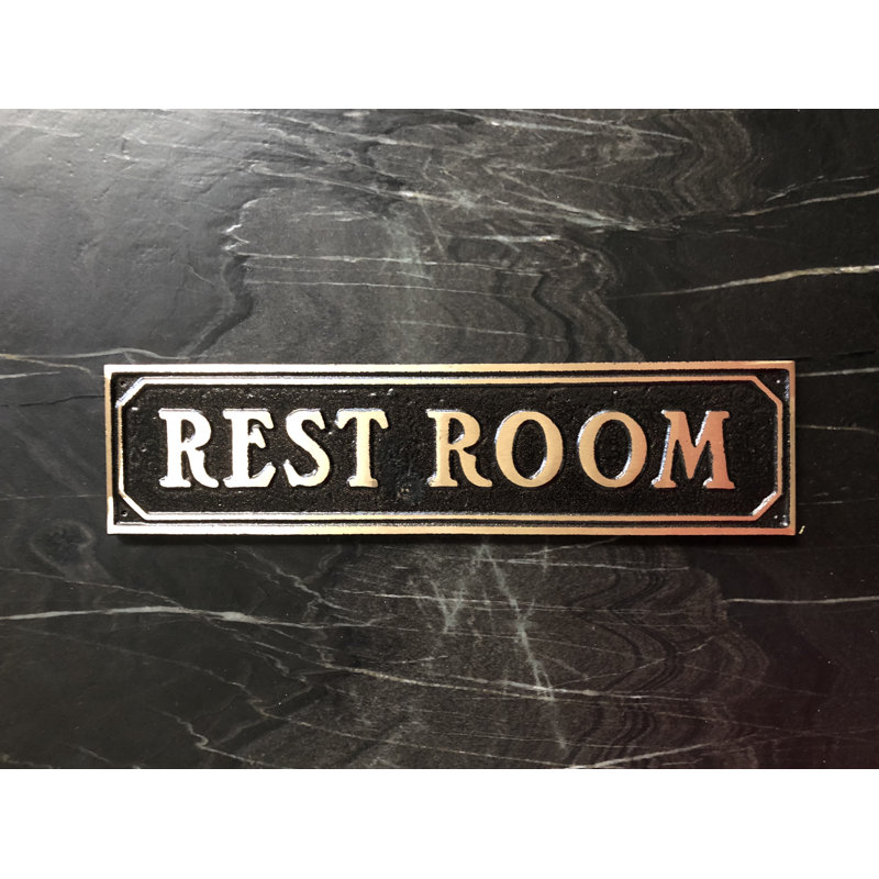 Plaque de porte de toilettes, Laiton poli noir