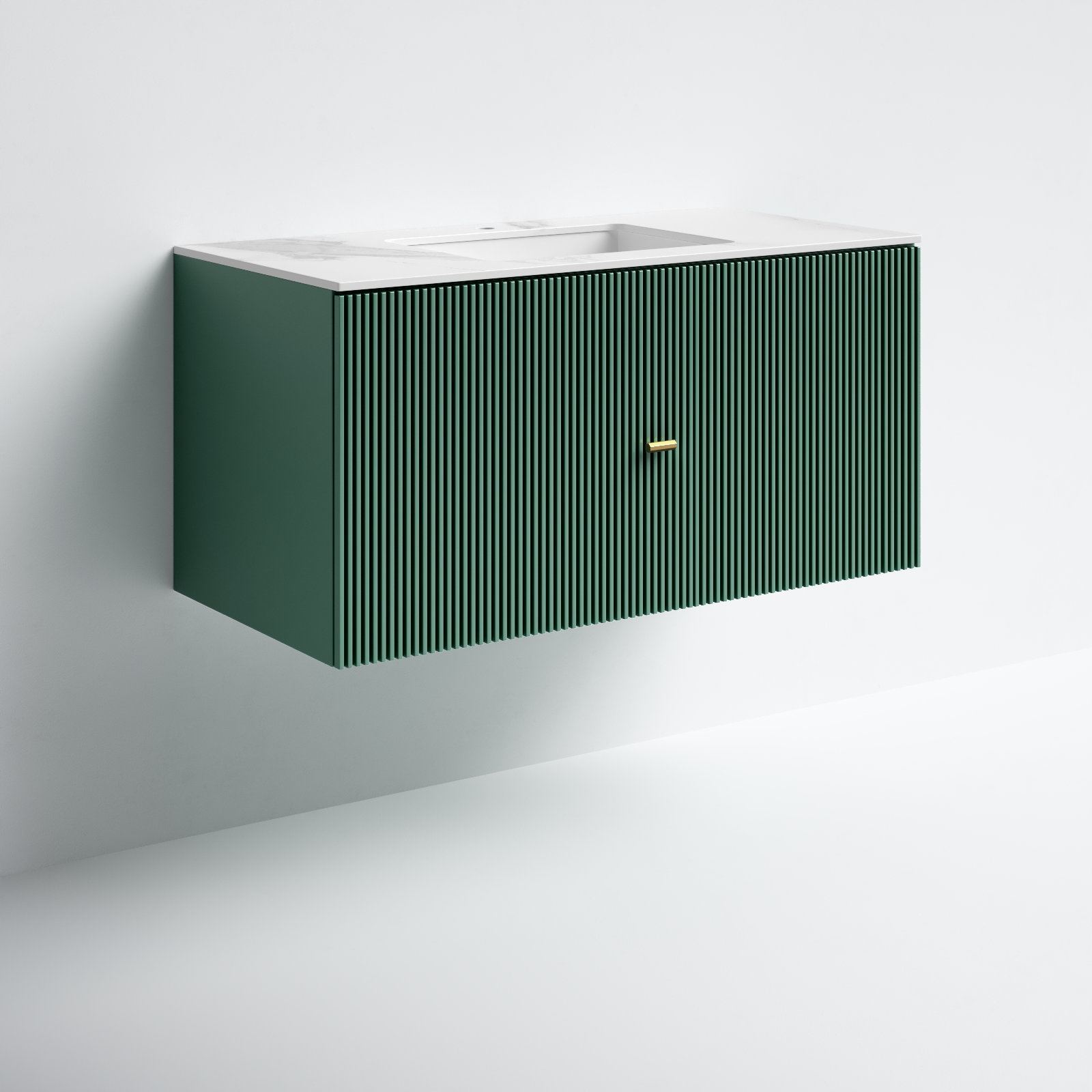 Jamell 42" Single Bathroom Vanity, Forest Green, White