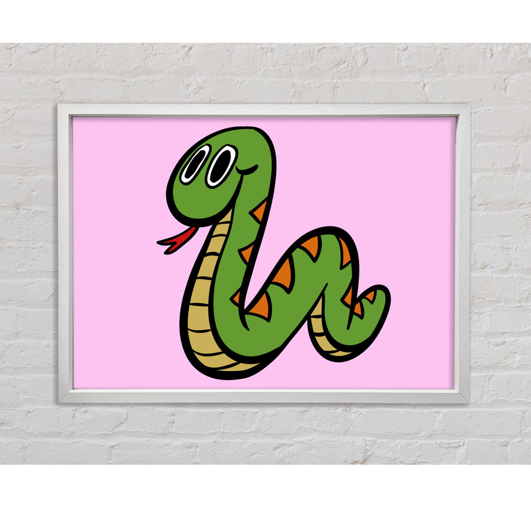 Gerahmtes Leinwandbild Cartoon Snake in Flieder