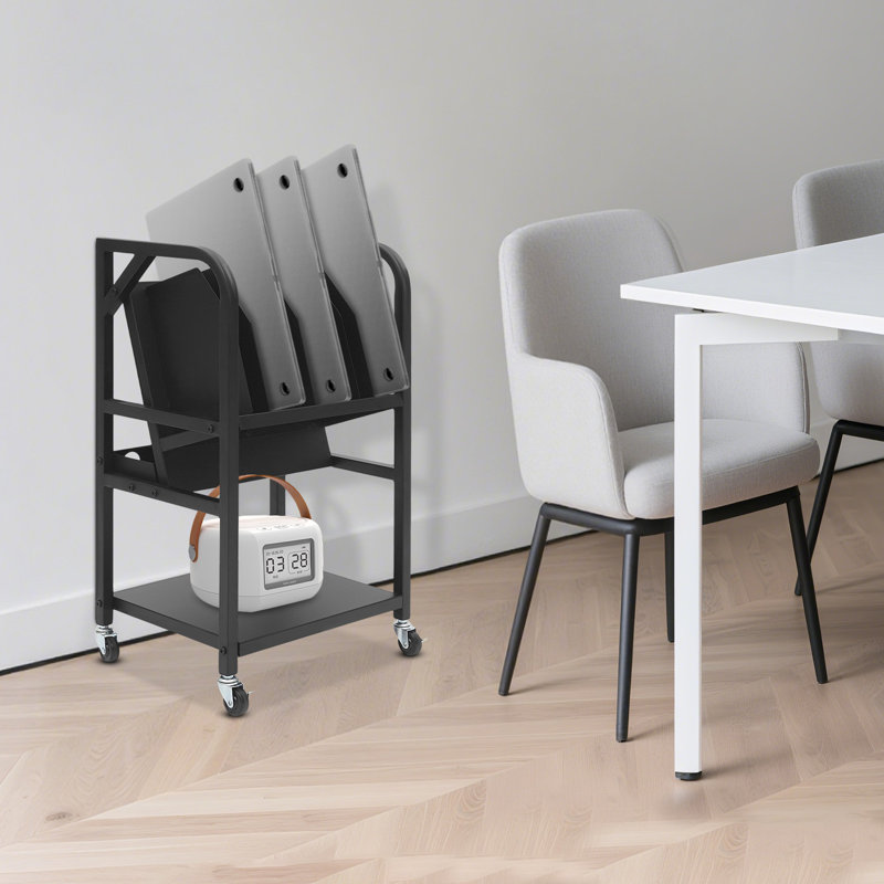 Chariot de chargement mobile pour 10 ordinateurs portables avec roulettes, idéal pour les salles de classe et les bureaux.