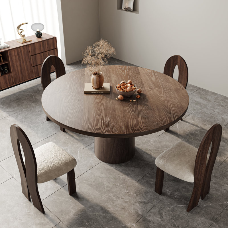 Table de salle à manger en bois de noyer foncé, H 29,52 po x L 59 po x l 59 po