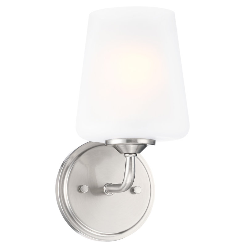 Stasia Vanity Light with Frosted Glass Tapered Shades for Bathroom, Satin Nickel, 1