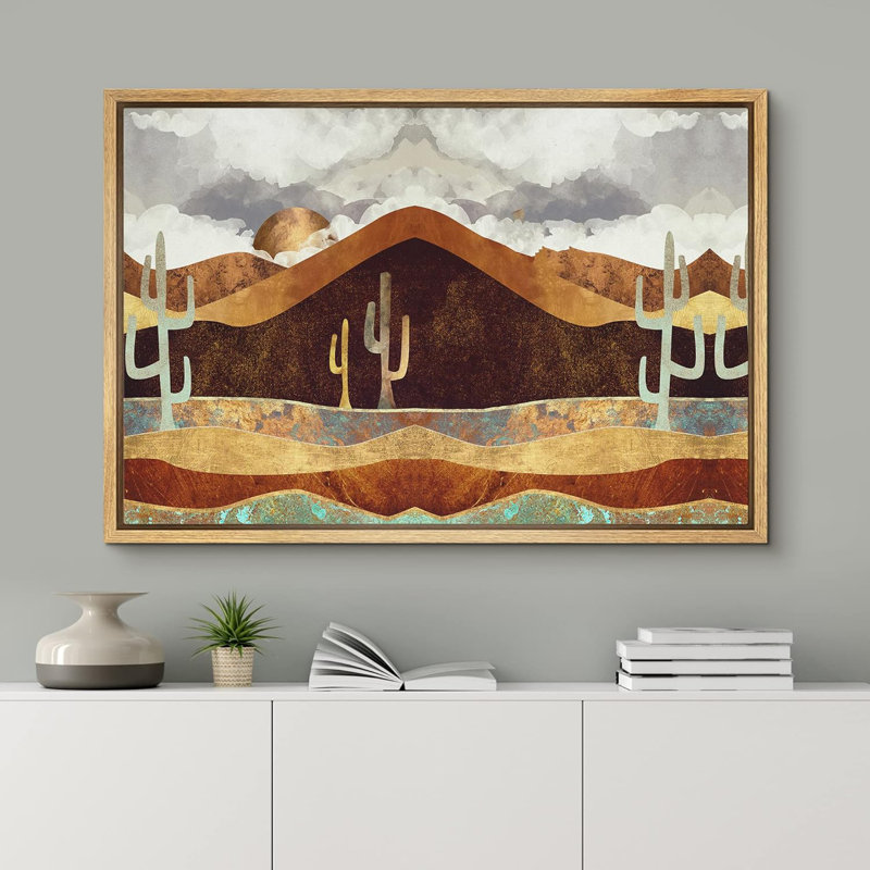 «Brown Desert Canyon With Cacti Abstract Wilderness Illustration Modern Art Rustic Scenic Colorful» sur toile, Naturel