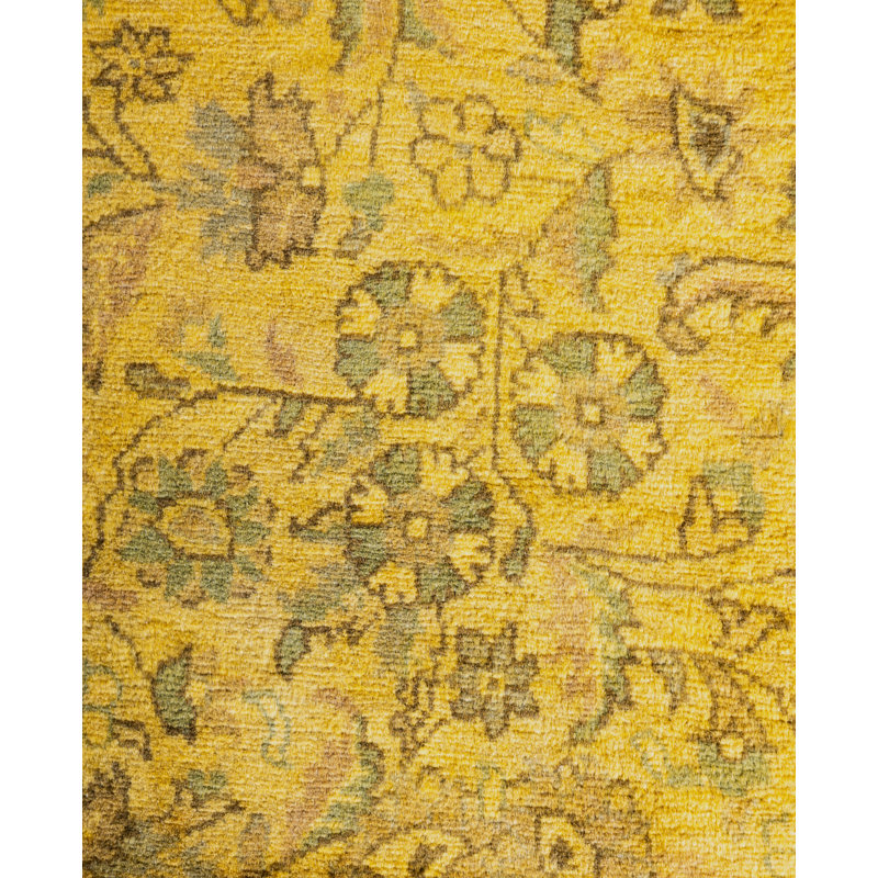 Overdyed Hand-Knotted Wool Modern-Contemporary Yellow Area Rug 3' 2" x 5' 5"