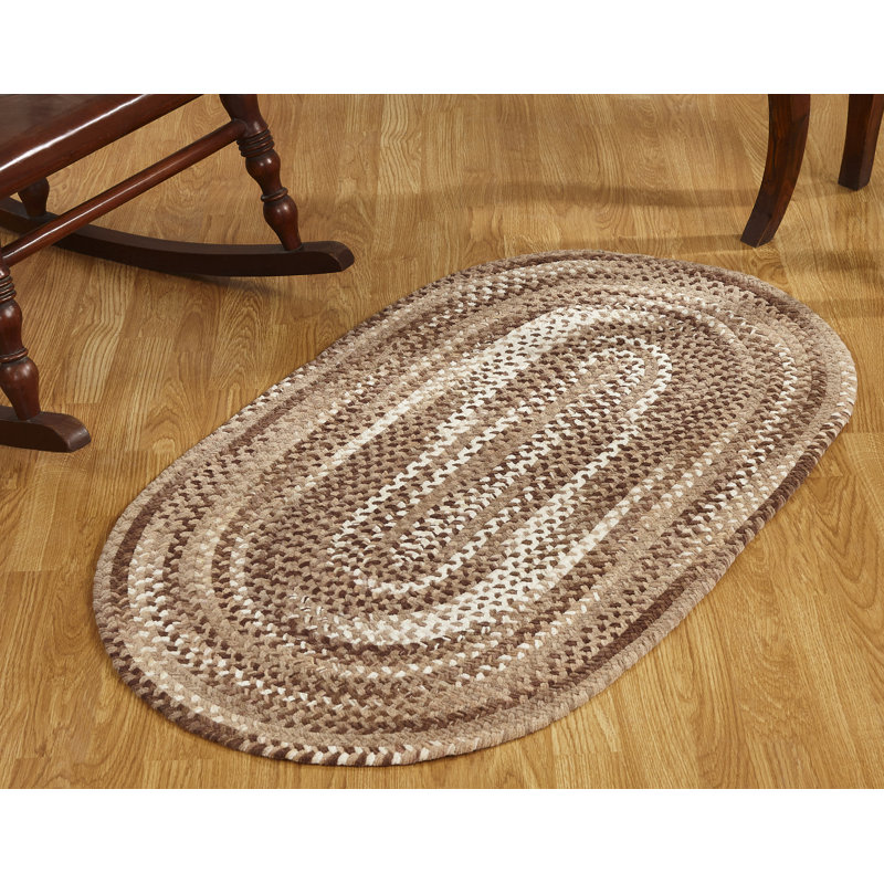 Emerson Abstract Braided Cotton Brown/Beige Area Rug, Oval 1'8'' x 2'6''