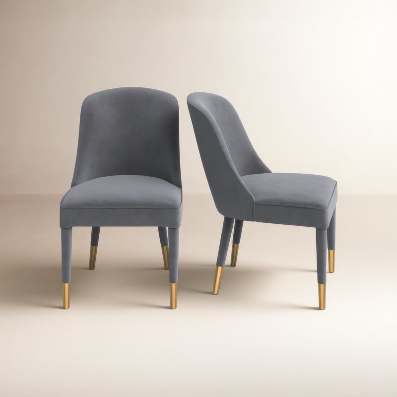 Belhaven 19'' H Velvet Upholstered Parsons Chair, Light Gray