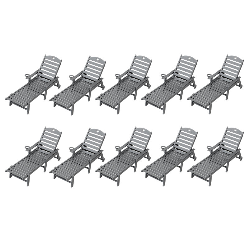 HDPE Patio Lounge chair(GREY,10Piece), Gray