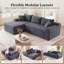 106.3" Wide Plush Corduroy Modular Sectional Sofa with L-Shaped Chaise, Deep Seat Cloud Couch, No Assembly Required, Black-130040008-130040014