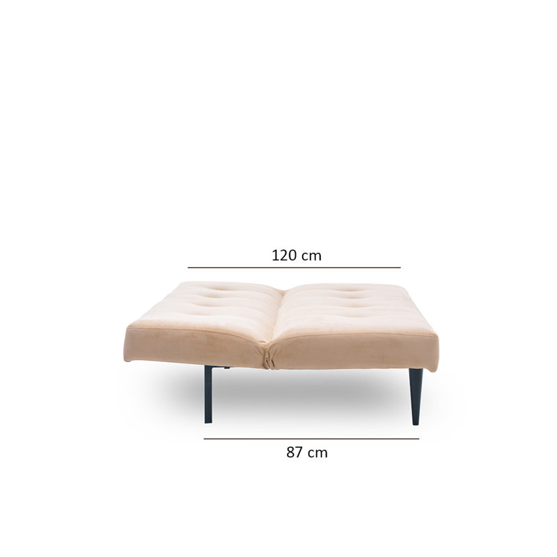 Canapé convertible à dossier capitonné de 72,8 po de largeur Breadon, 100 % polyester crème