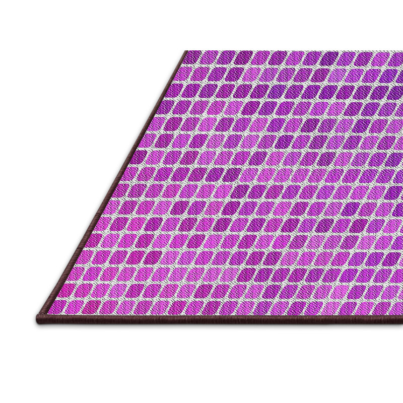 Tapis géométrique mauve / blanc, Rectangle 4 pi x 6 pi