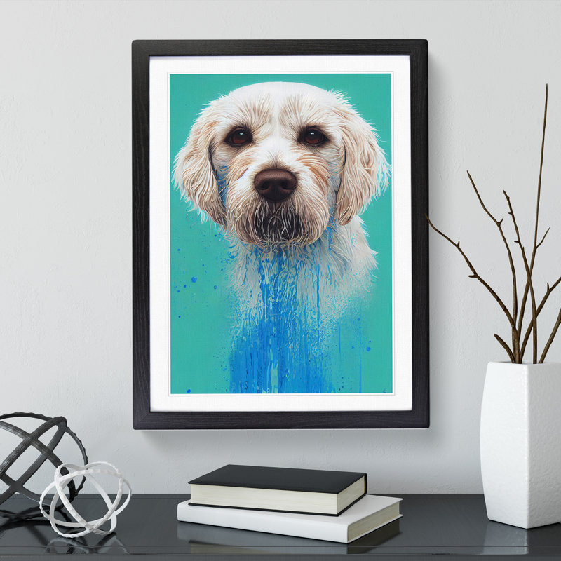 Dog In Paint - Single Picture Frame Print, 64cm H x 46cm W x 2cm D, Black