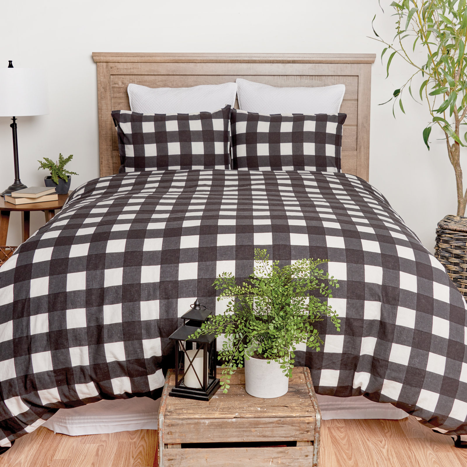 Peyton Reversible Duvet Cover Set, Full/Queen Duvet Cover + 2 Shams , Black