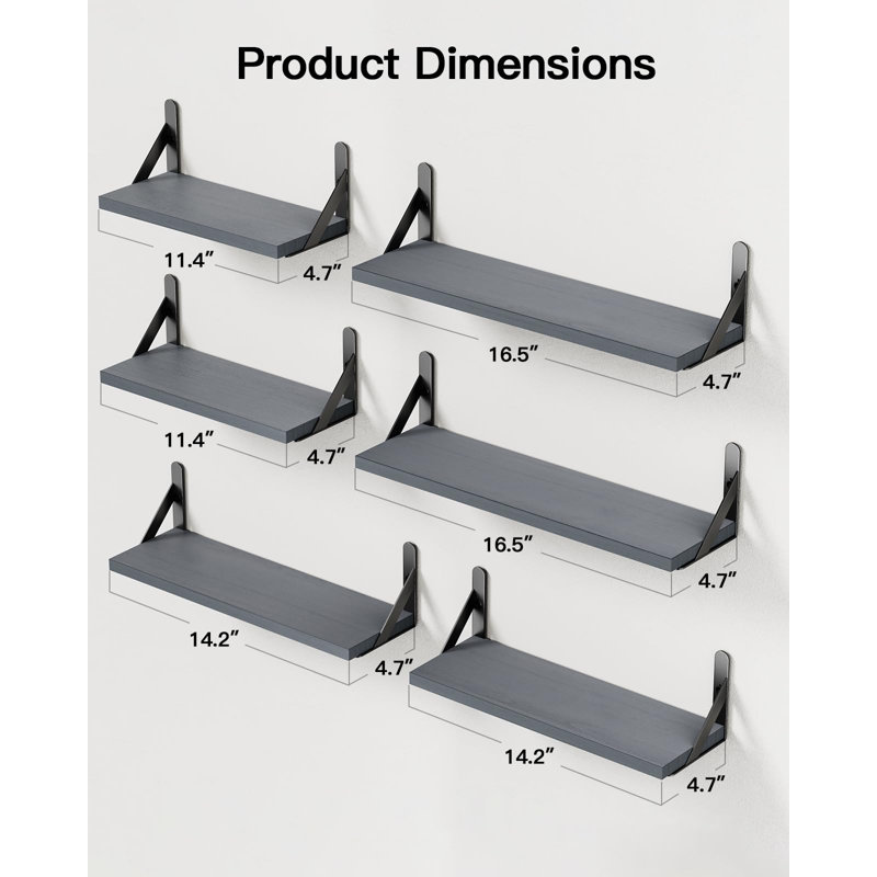 Améliorez votre espace de vie avec cet ensemble de tablettes murales polyvalentes et durables - Conception robuste et installation flexible (paquet de 6)