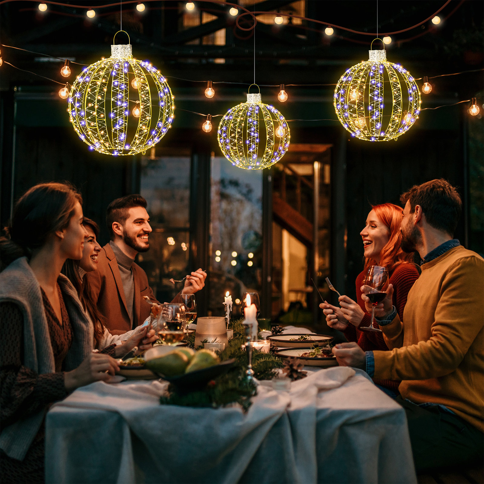 3-Piece Lighted Outdoor Sphere Set