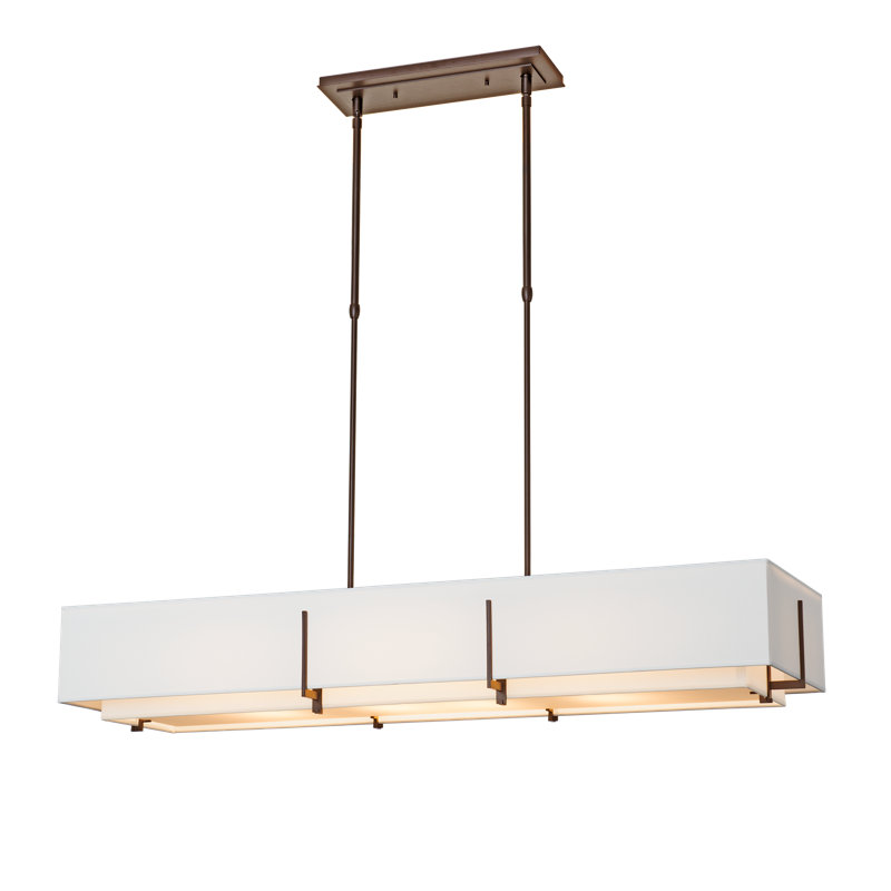 Exos 4 - Light Unique/Statement Linear Pendant, Bronze, Natural Anna Shade