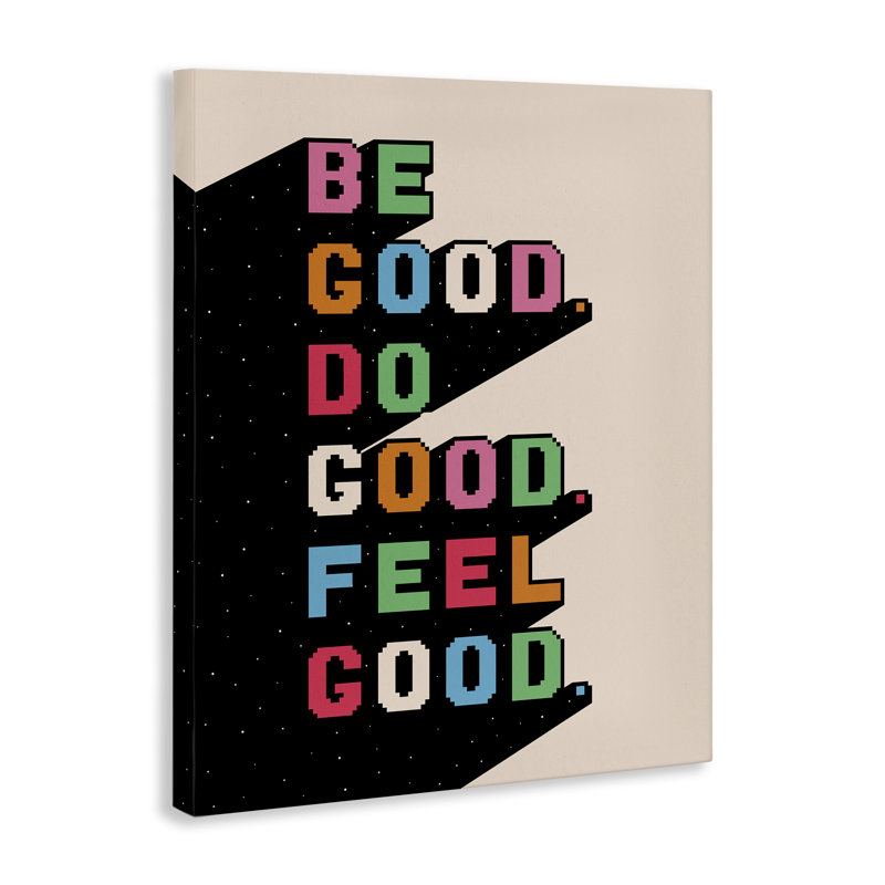  "Be Do & Feel Good", art mural sur toile par Ahmad Mêmeh Hussein, H 30 po x l 24 po