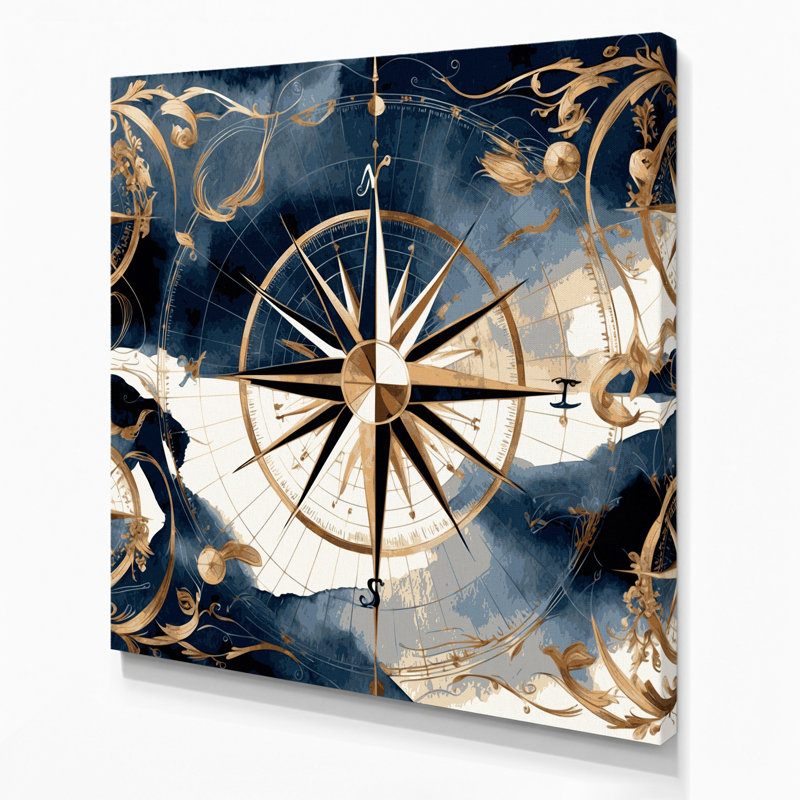Art nautique sur toile gris, H 16 po x l 16 po