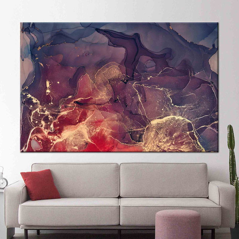 Stunning Marble Wall Art With Alcohol Ink Artistry On Modern Printed Marble Art Canvas For Enriching Your Living Space