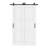 48" x 96" Height 3-Paneled White Primed Solid Core Sliding Bypass Barn Door Double Doors with Hardware Kit-117400850