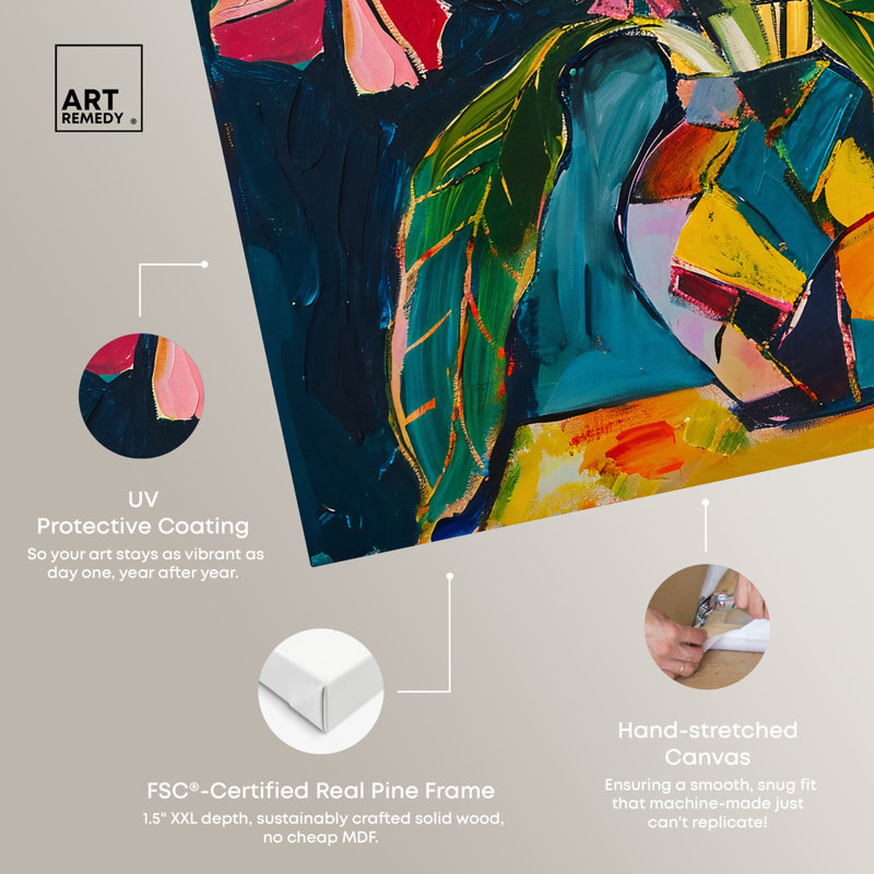 Vibrant Tropical Flowers in Vase Canvas Art, 12" x 12"