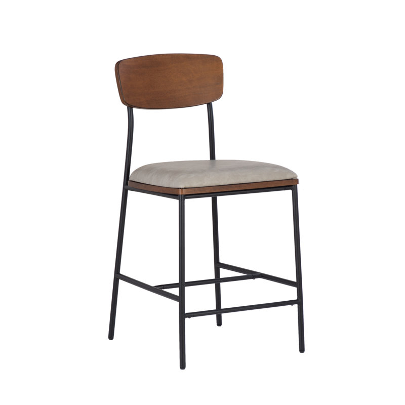 Bridgestone Upholstered Counter Stool with Metal Frame, Cream