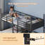 Triple lit superposé simple avec maison, 4 tiroirs de rangement, station de charge et lumières à DEL, lit superposé en métal avec barrière de sécurité de H 13,4 po, rideau de jeu, lit en forme de maison de bricolage-1245849270