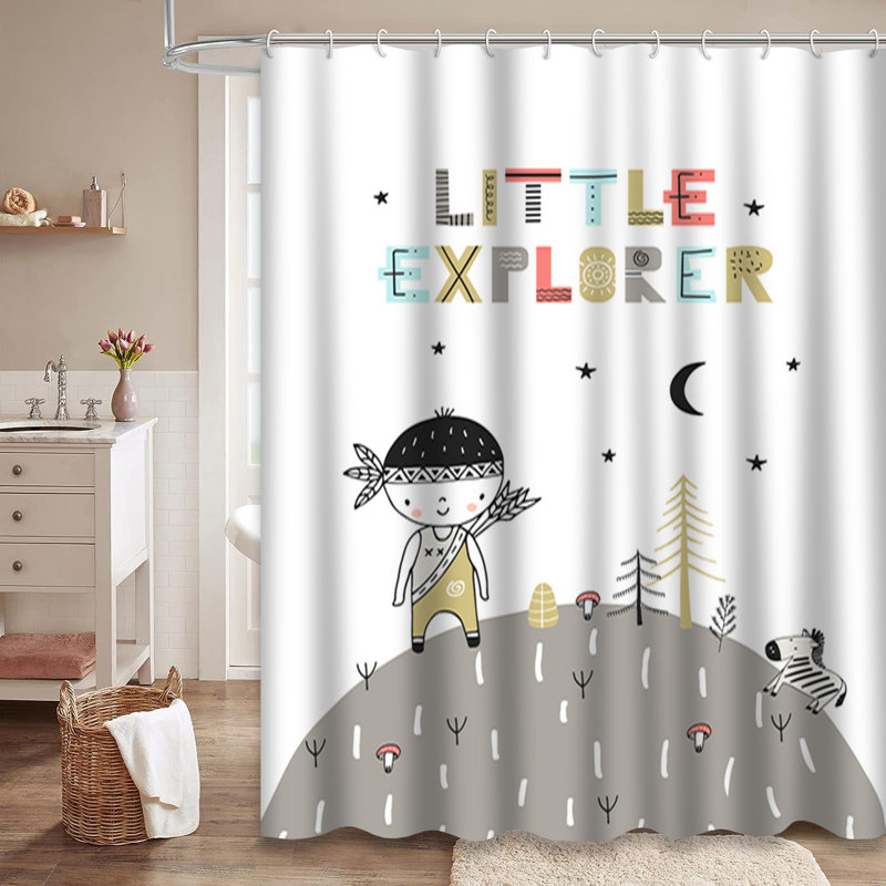Petit rideau de douche avec 12 crochets, L 72 po x l 84 po