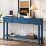 High-Quality Entryway Console Table with 4  Spacious Drawersm,1 Practical Bottom ShelfLong Legs, for Hallway, Foyer
