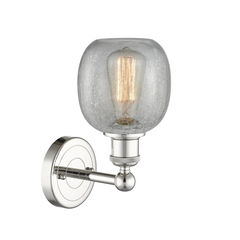 Cheraw Armed Sconce, Clear Crackle, Polished Nickel