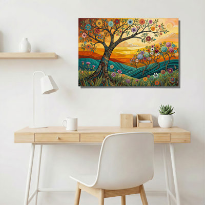 Arbre stylisé avec fleurs colorées sur toile Rolling Hills