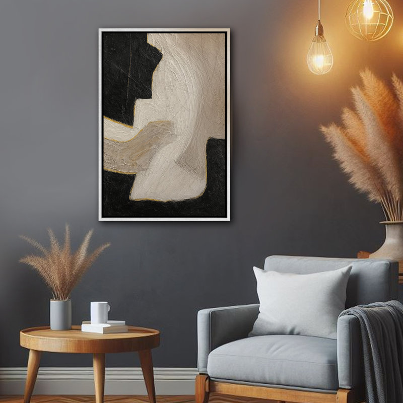 Art mural encadré abstrait rétro antique classique pour chambre à coucher , H 36 po x l 24 po, Blanc
