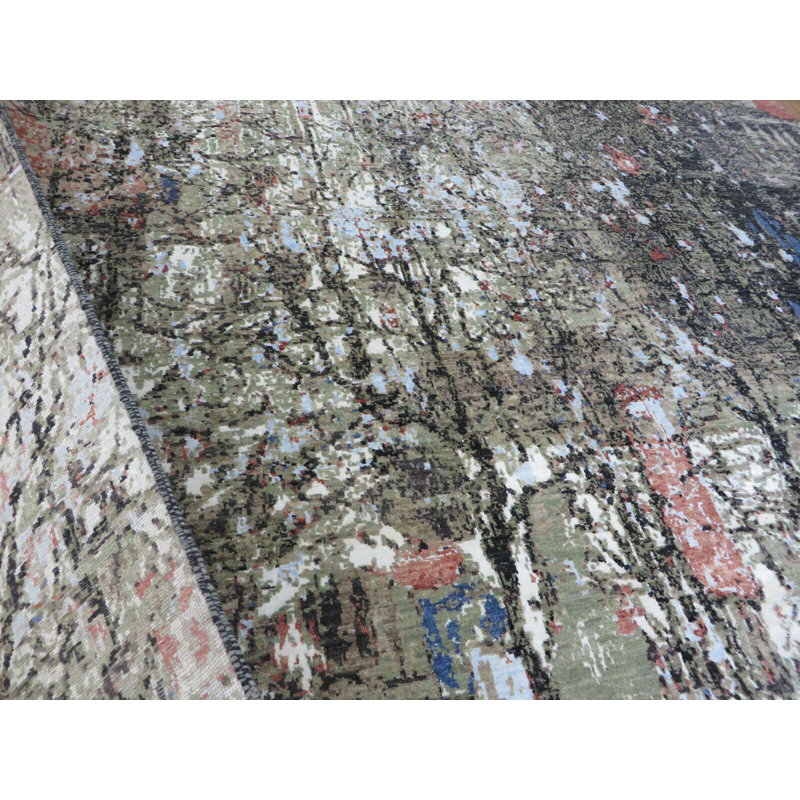 Tapis oriental moderne multicolore noué à la main 8 x 10 avec soie G10478