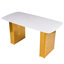 Table de salle à manger rectangulaire moderne en verre trempé avec motif en marbre et base en métal doré pour bureau à domicile et salle à manger-231107932-231107935