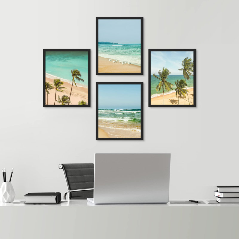 Palmier tropical 4 pièces Ocean Beach, H 14 po x l 11 po, Noir