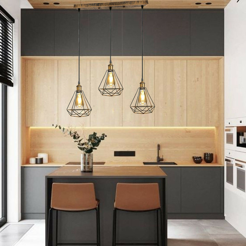 Gamada 3 - Light Kitchen Island Pendant, Brushed Copper