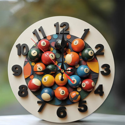 Horloge avec boules de billard