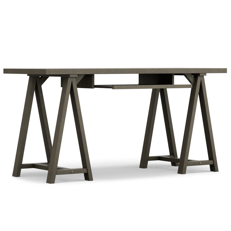 Caron Solid Wood Solid Wood Writing Desk, Dark Chestnut Brown, 30" H x 60" W x 24" D