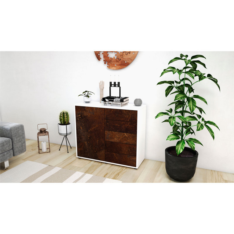 Presidio 92cm Sideboard, White/Red