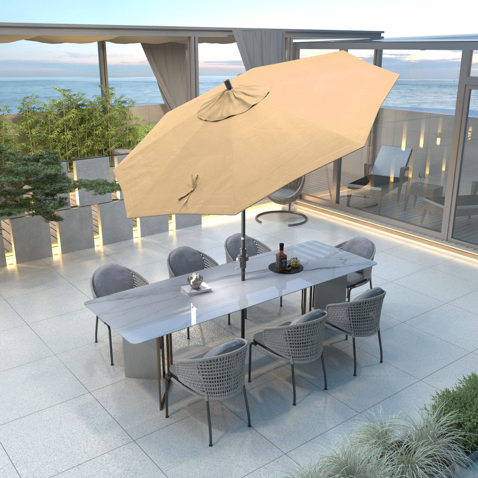 108'' Sunbrella® Outdoor Umbrella, Canvas Wheat Sunbrella® Canvas